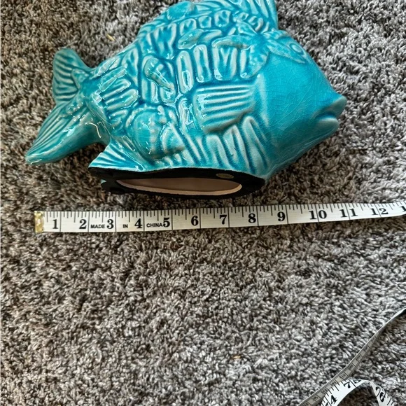 Turquoise Fish-Shaped Ceramic Decor - Picture 5 of 5